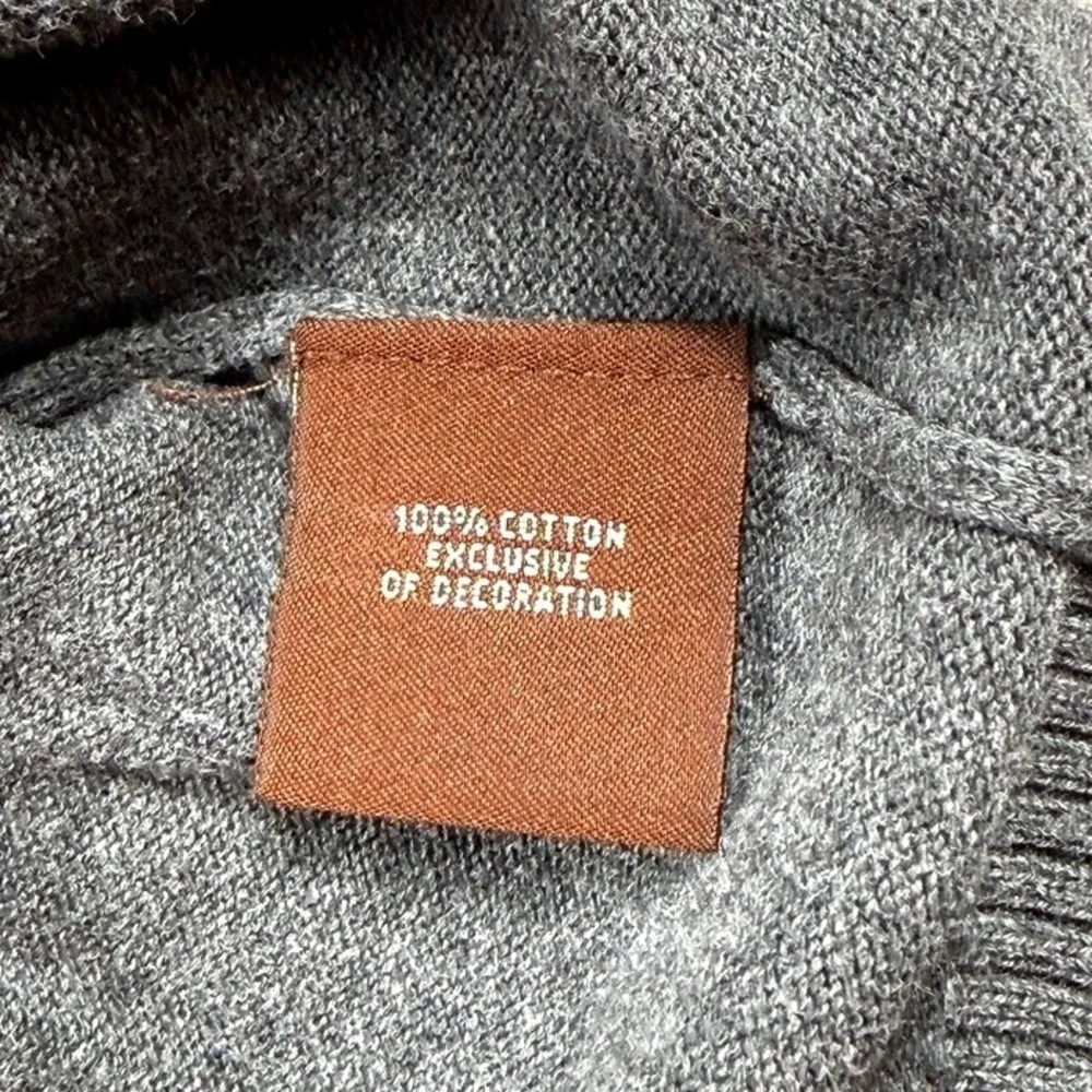 Tailorbyrd Mens XLT Gray 100% Cotton Quarter Zip Pullover Sweater Navy Trim
